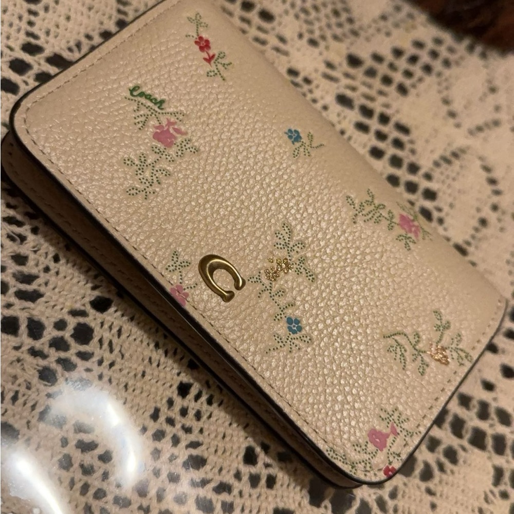 Coach slim card case with antique floral